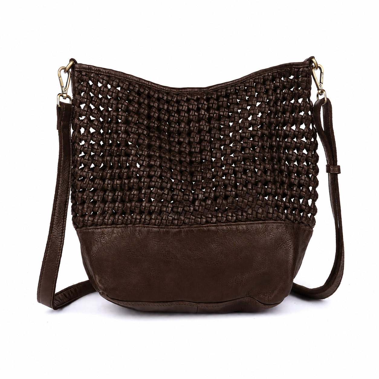 Brown woven handbag