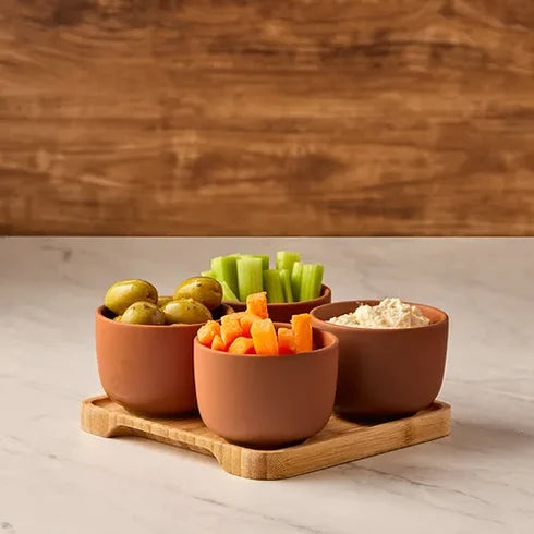 Share Round Bowls with Tray Terracotta