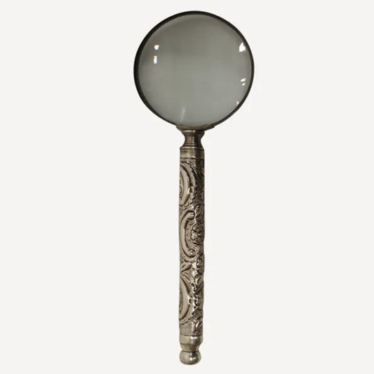 Embossed Antique Silver Magnifying Glass