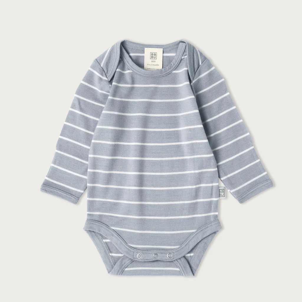 Babu Merino Bodysuit Periwinkle Stripe