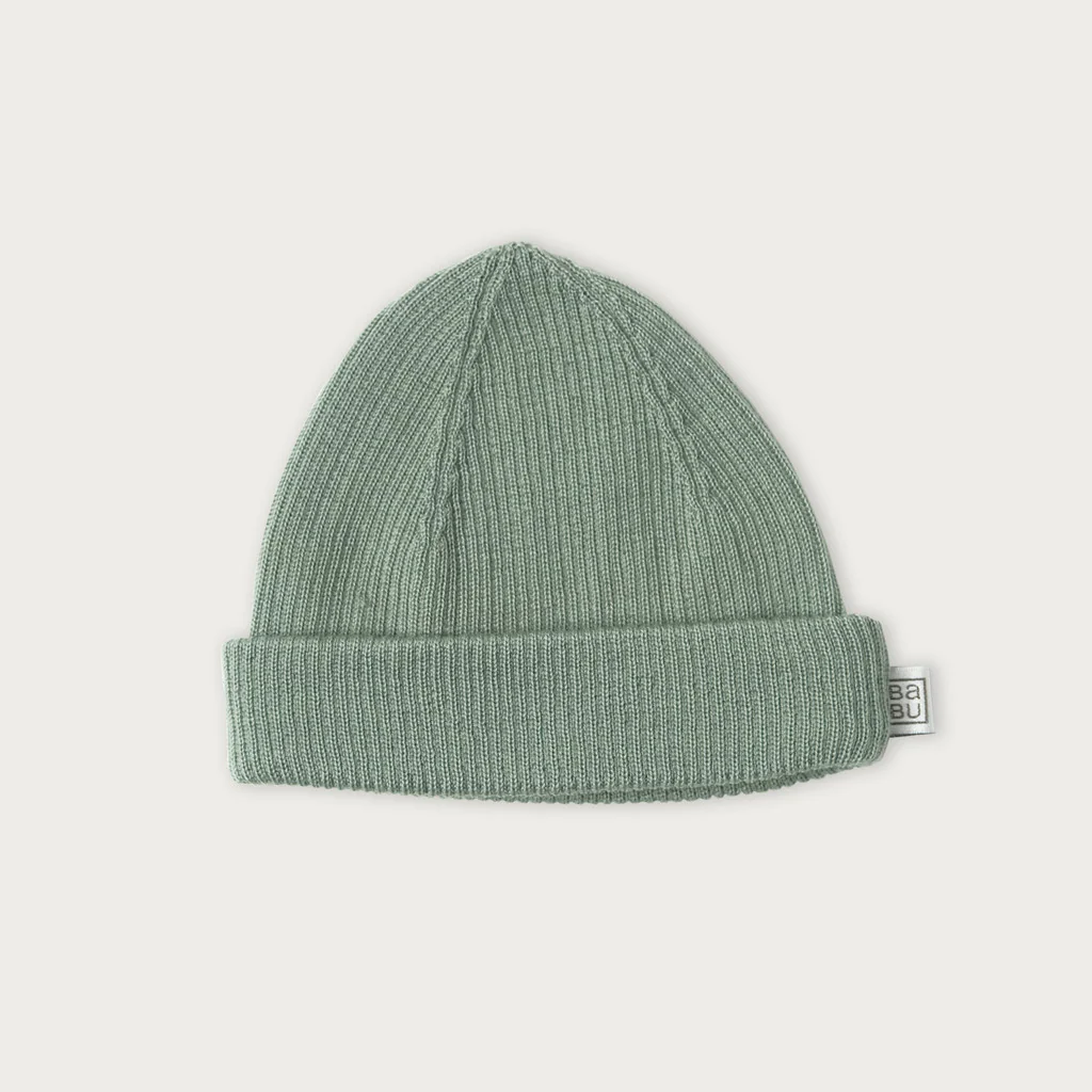 Babu Merino Ribbed Beanie Sage