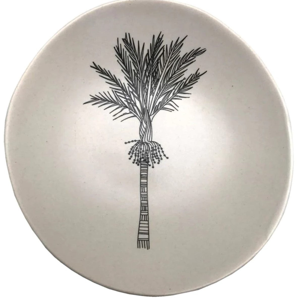 Jo Luping Black Nikau on White Bowl 10cm