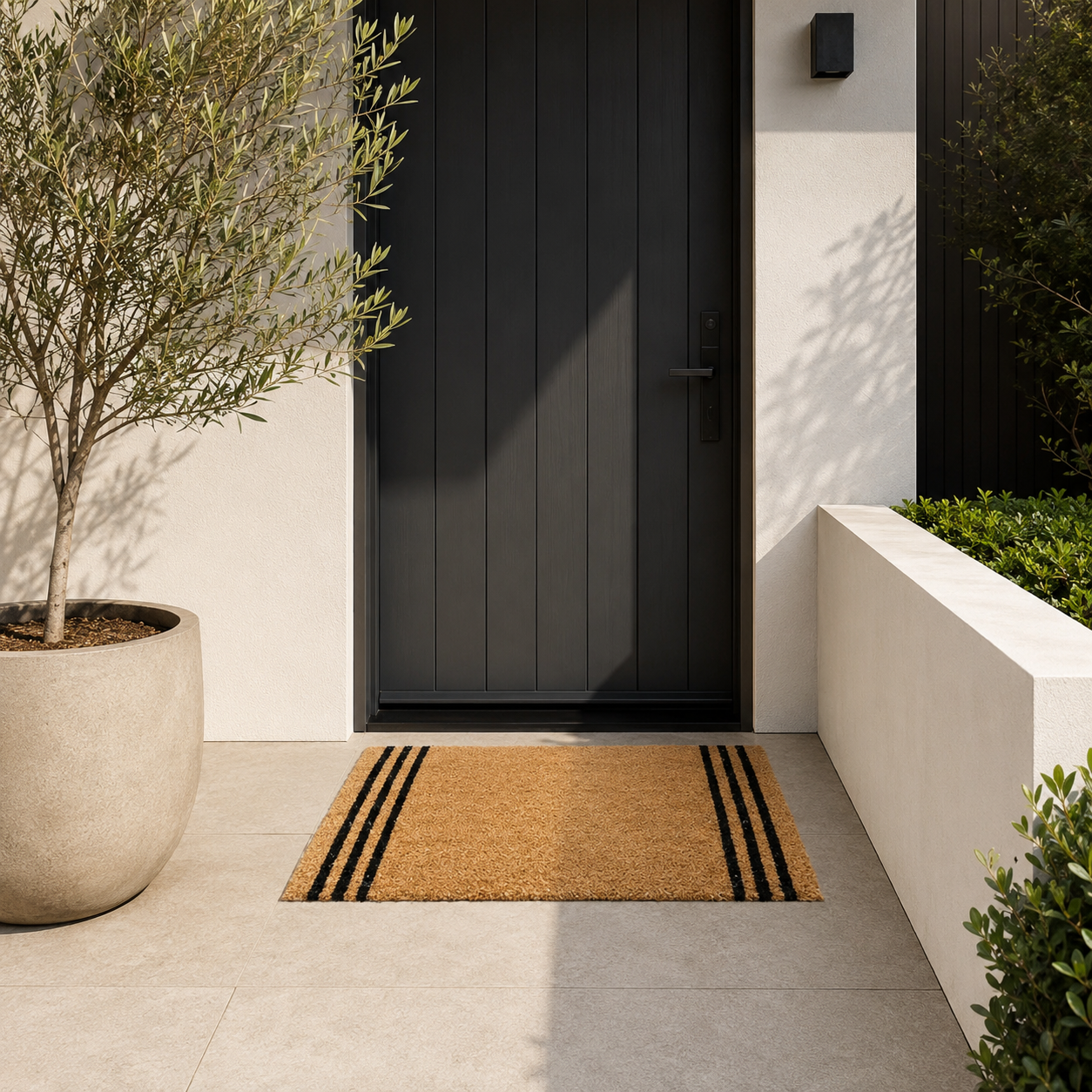 Black Stripes Coir Doormat