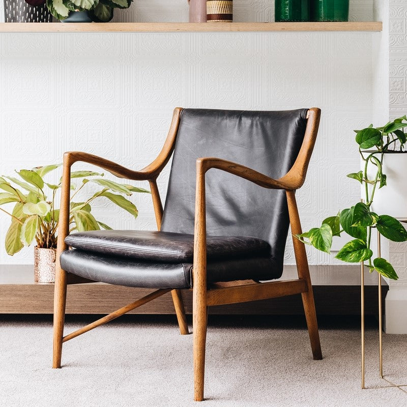 Bristol Armchair in black leather