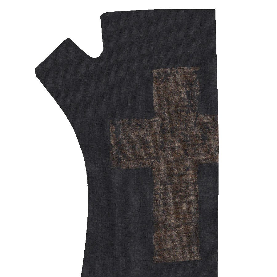 Kate Watt Merino Fingerless Gloves Black with Bronze Cross