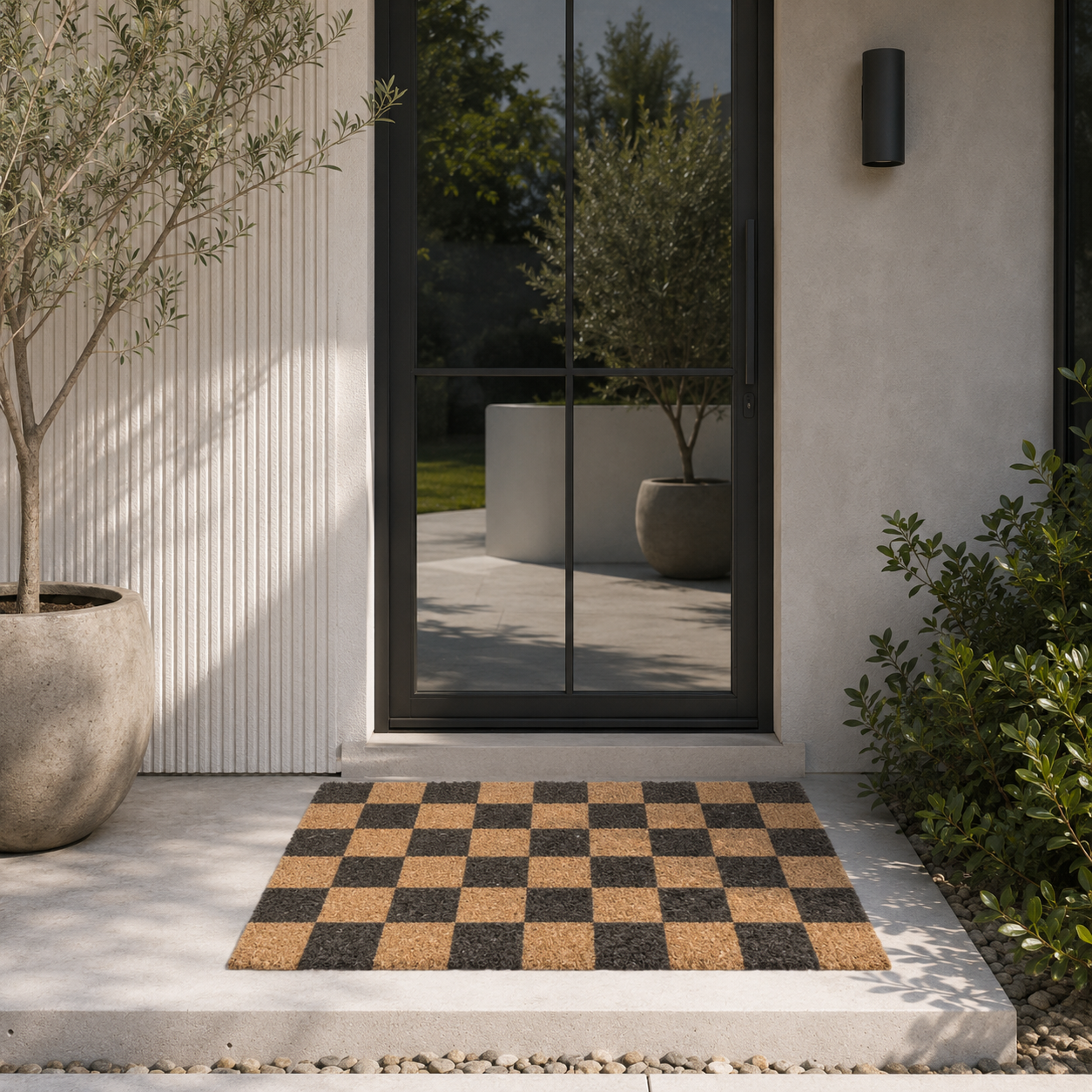 Checkers Coir Doormat Brown