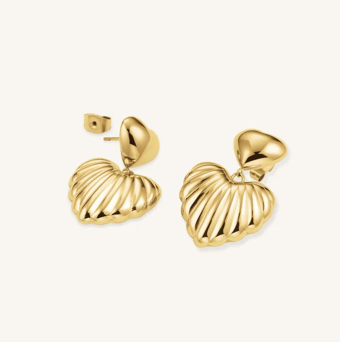 Rosefield Double Heart Earrings Gold