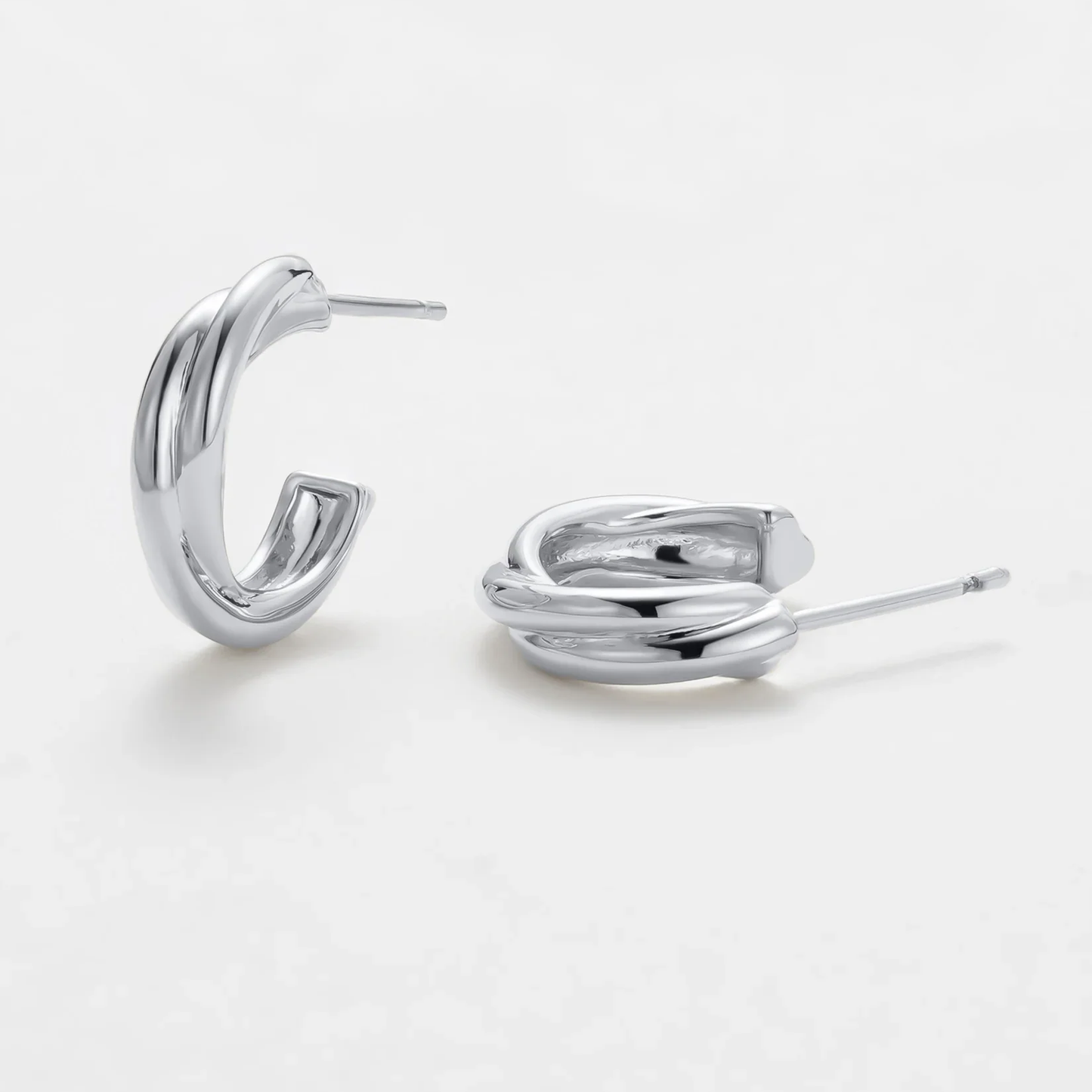 Pair of silver hoop earrings