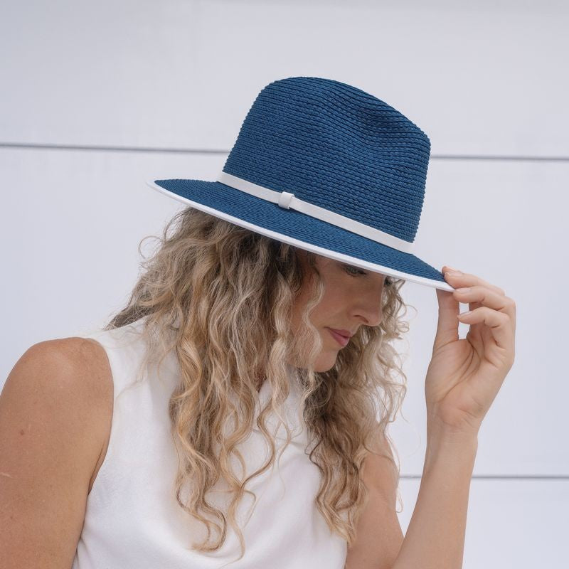 Frida Panama Hat Navy Cream Band