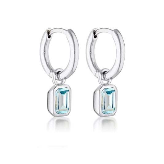 Linda Tahija Sterling Silver Gemme Huggie earrings - Blue Topaz