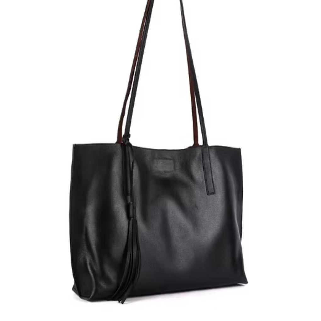 Rugged Hide Leather Tote Bag Havana Black