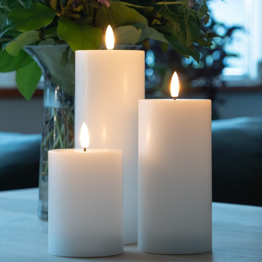 LED White Pillar candle 12.5cm x 7.5cmdia
