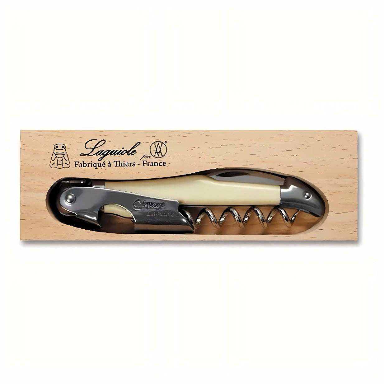 Corkscrew set in a wooden box with Laguiole branding