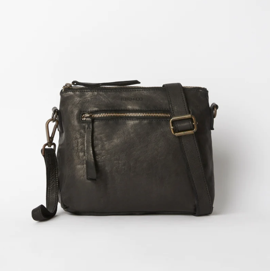 Juju Large Essential Leather Pouch Black