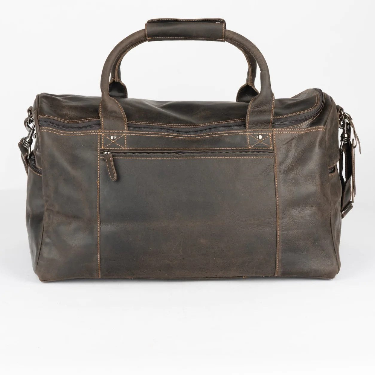 Large Leather Travel Bag - Brown