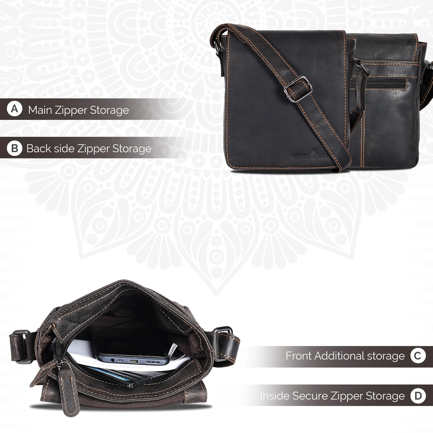 Leather Shoulder Bag Luna Brown