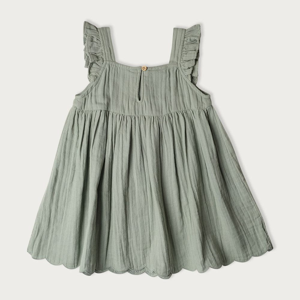 Babu Charlotte Muslin Sleeveless Dress Matcha