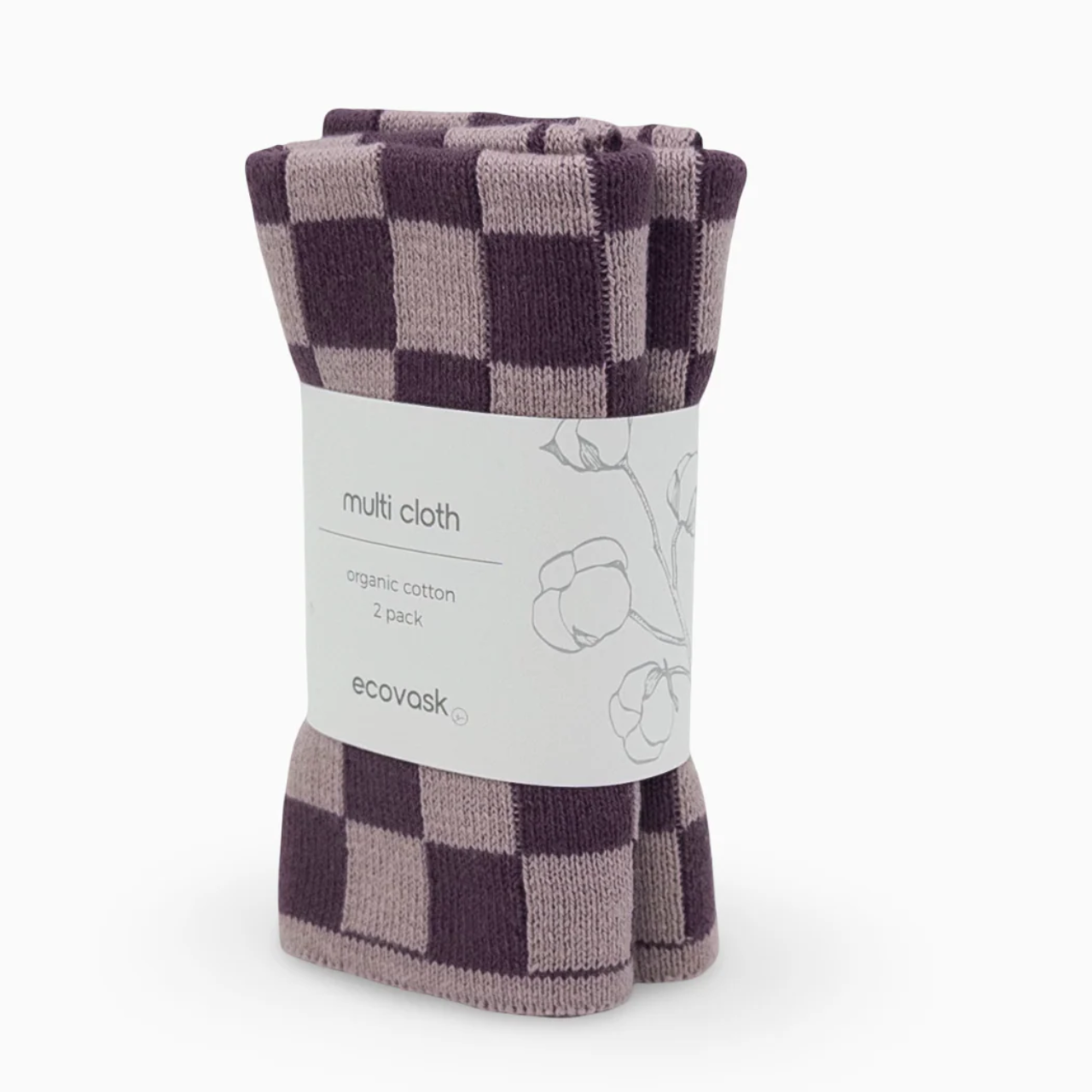 Checkered cloth wrapped in a roll with 'ecovask' label