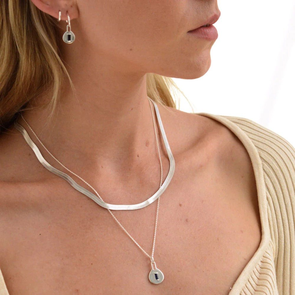Linda Tahija Silver Muse Necklace - Created Sapphire
