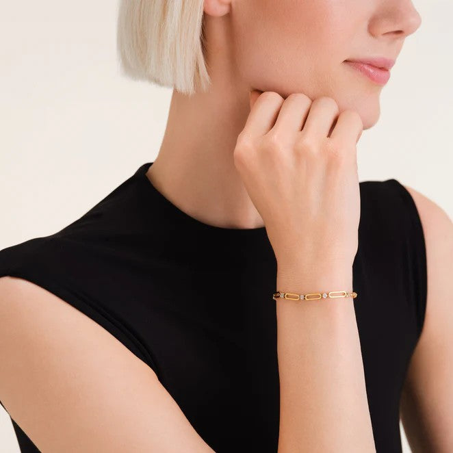 Rosefield Crystals Paperclip Bracelet Gold