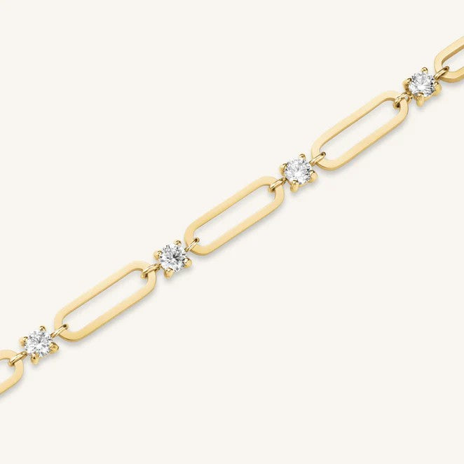 Rosefield Crystals Paperclip Bracelet Gold