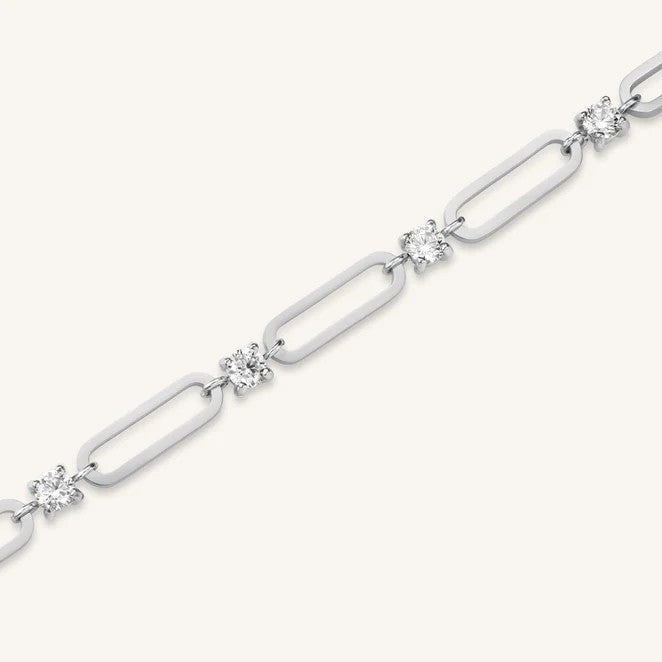 Rosefield Crystals Paperclip Bracelet Silver