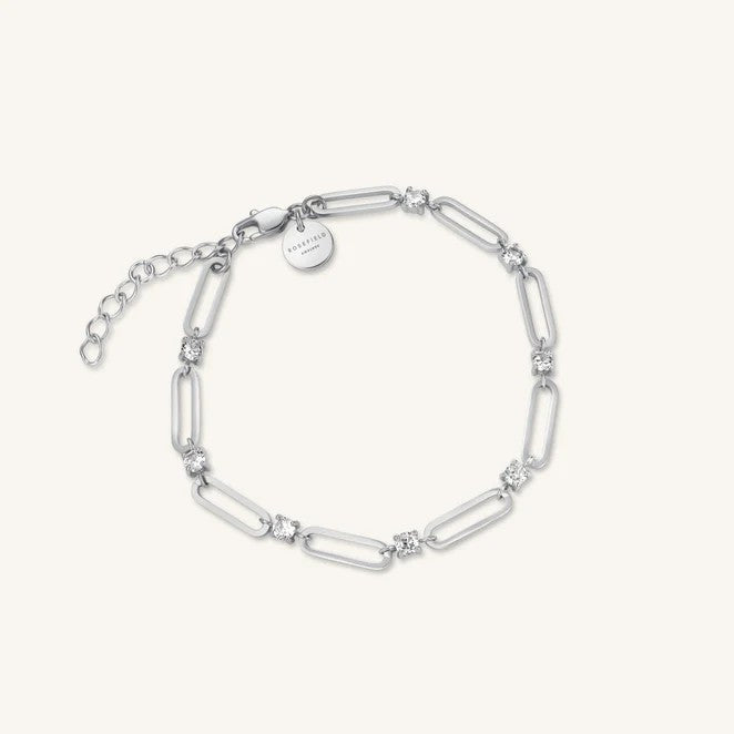 Rosefield Crystals Paperclip Bracelet Silver