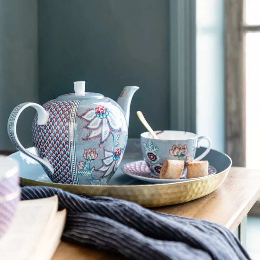 Pip Studio Tea Pot Large Flower Festival Light Blue 1.6ltr