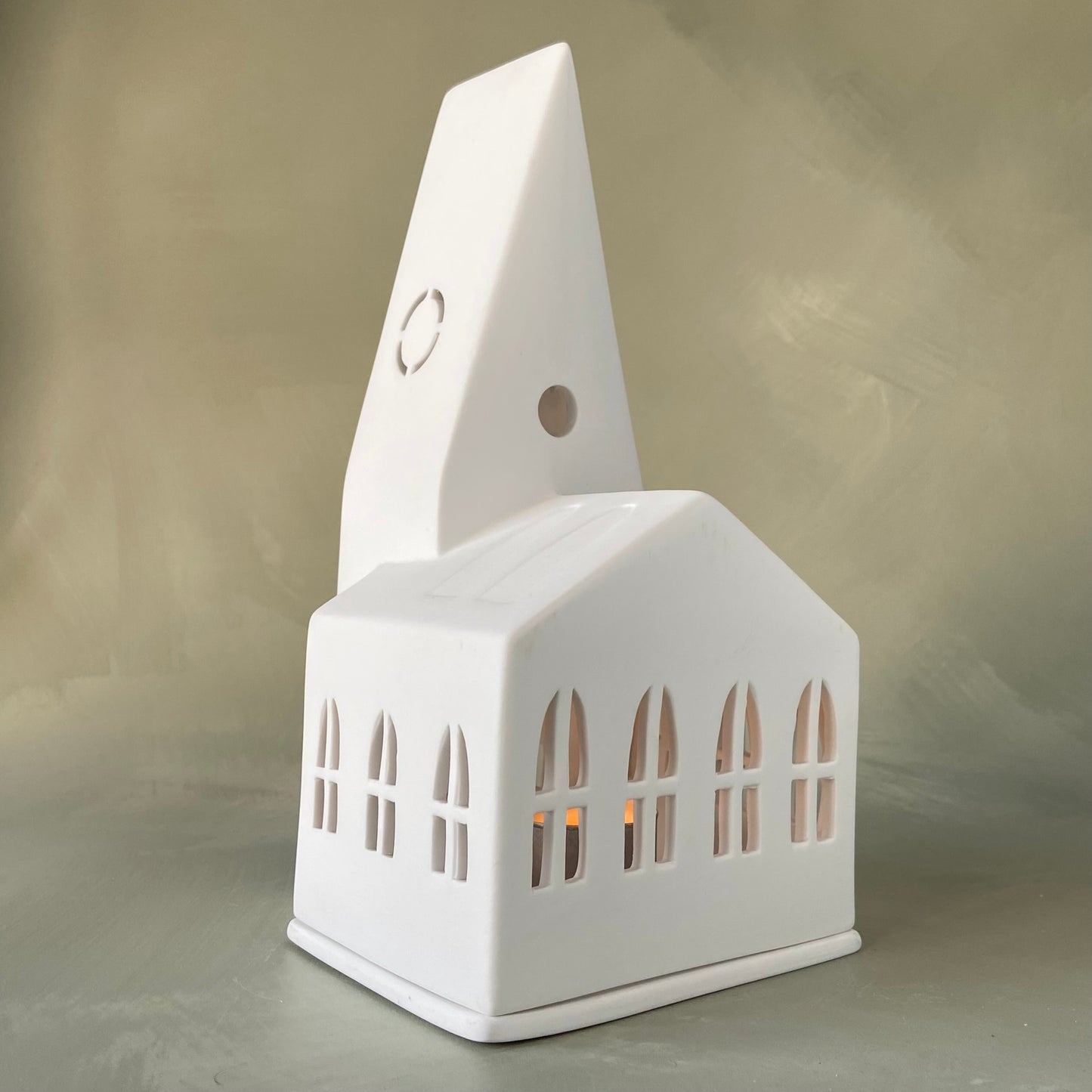 Porcelain Tealight Church White Large