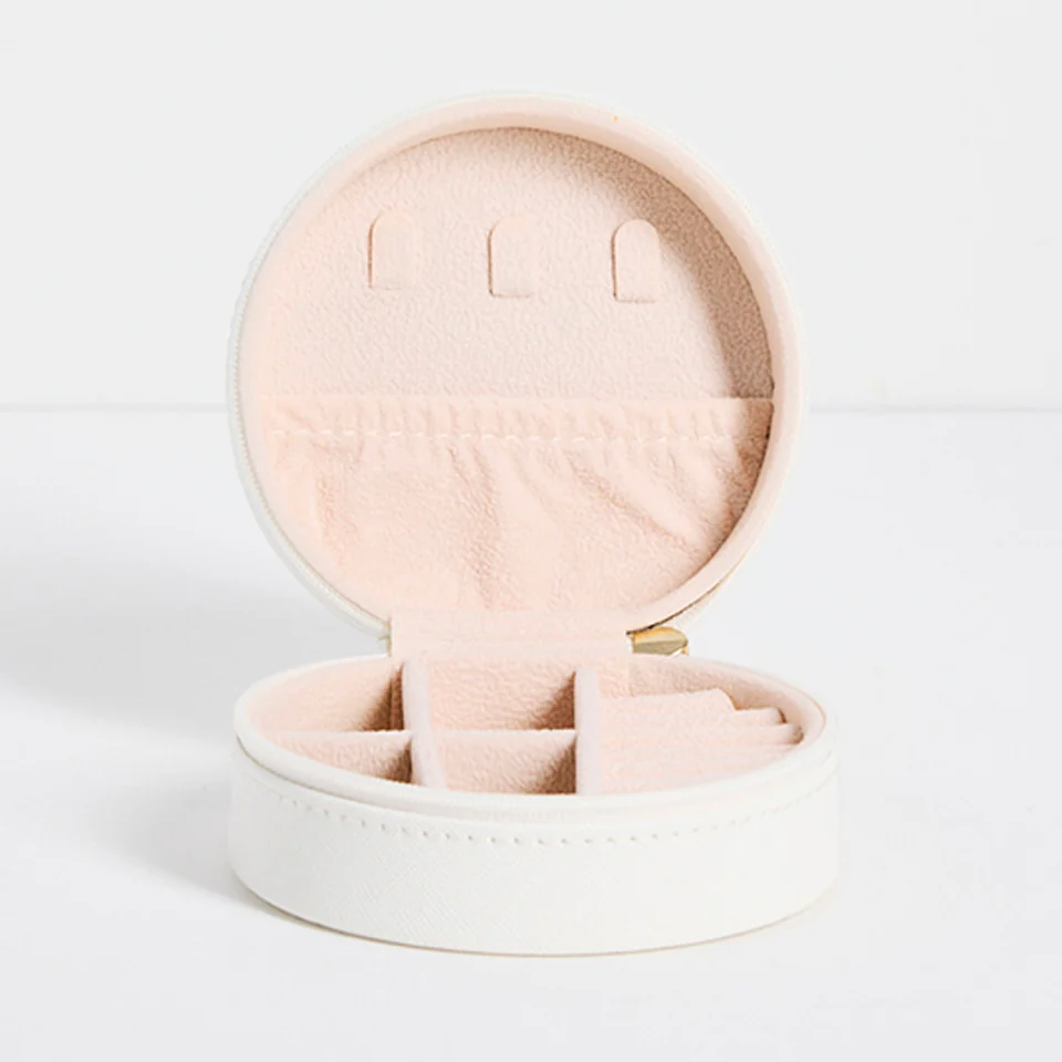 Round White Jewellery Travel Case