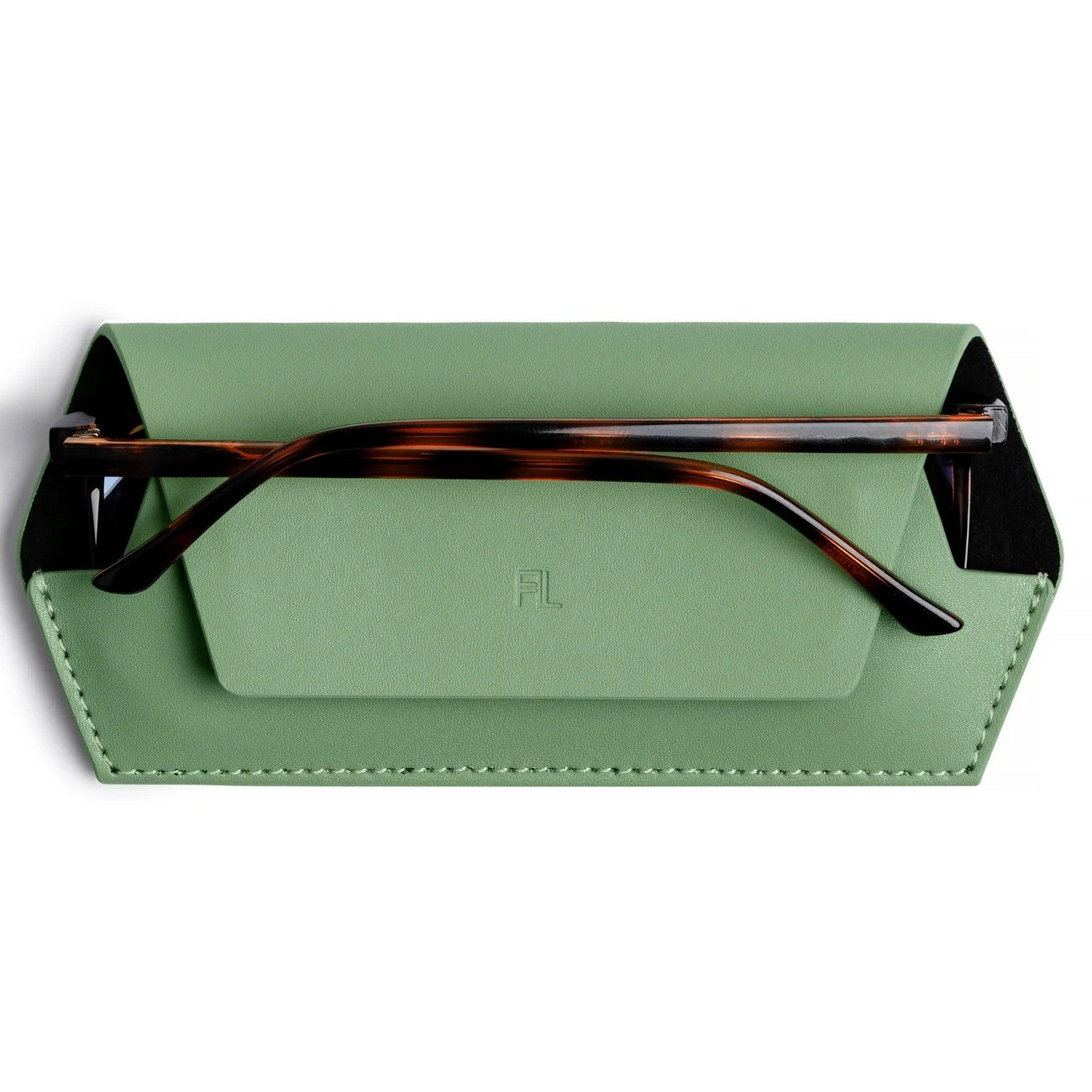 Fox & Leo Leather Glasses Case Sage
