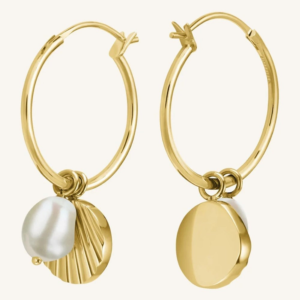 RFeild Shell & Pearl Drop Earring Gold