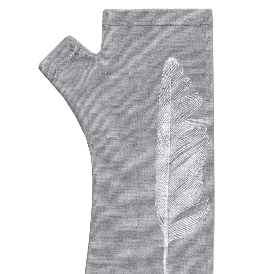 Kate Watts White Feather Fingerless Gloves Silver