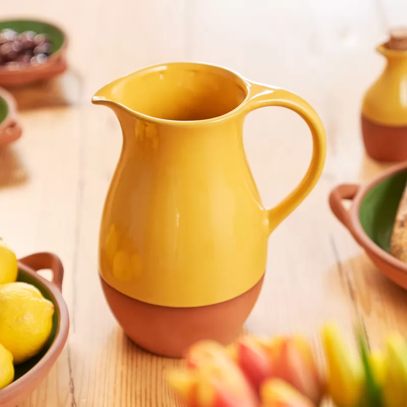Glazed Terracotta Jug in the color Ochre