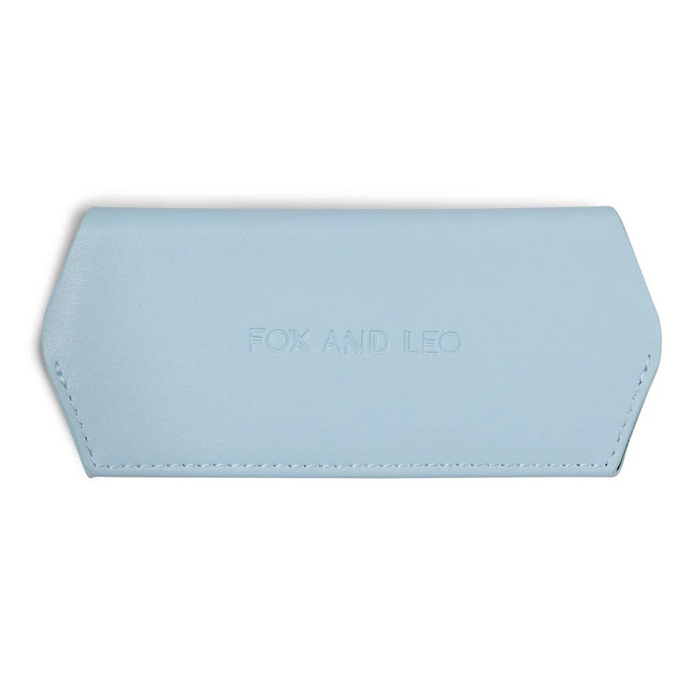 Fox & Leo Leather Glasses Case Sky Blue