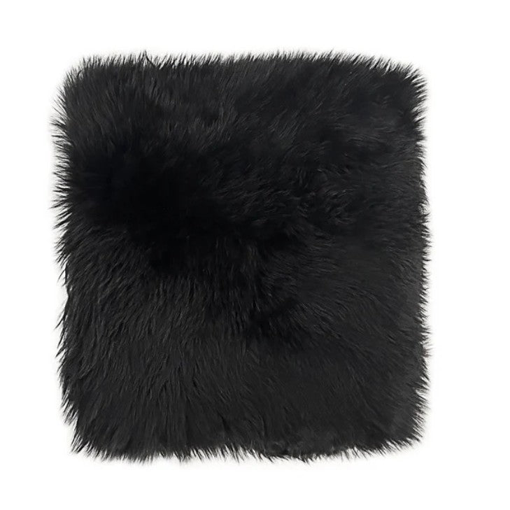 Black fluffy square pillow
