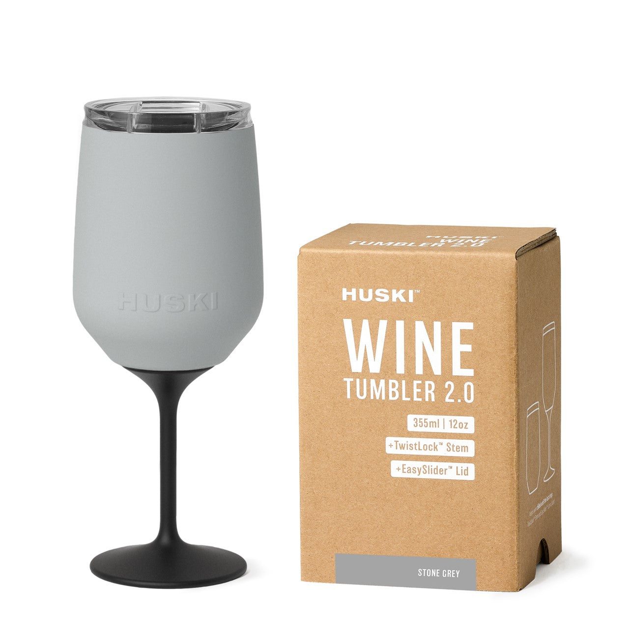 A removable stemmed wine tumbler by Huski grey