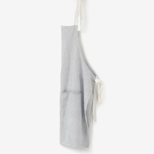 Citta Striped Washed Cotton Apron Grey