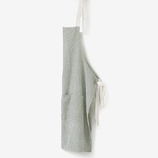 Citta Striped Washed Cotton Apron Olive
