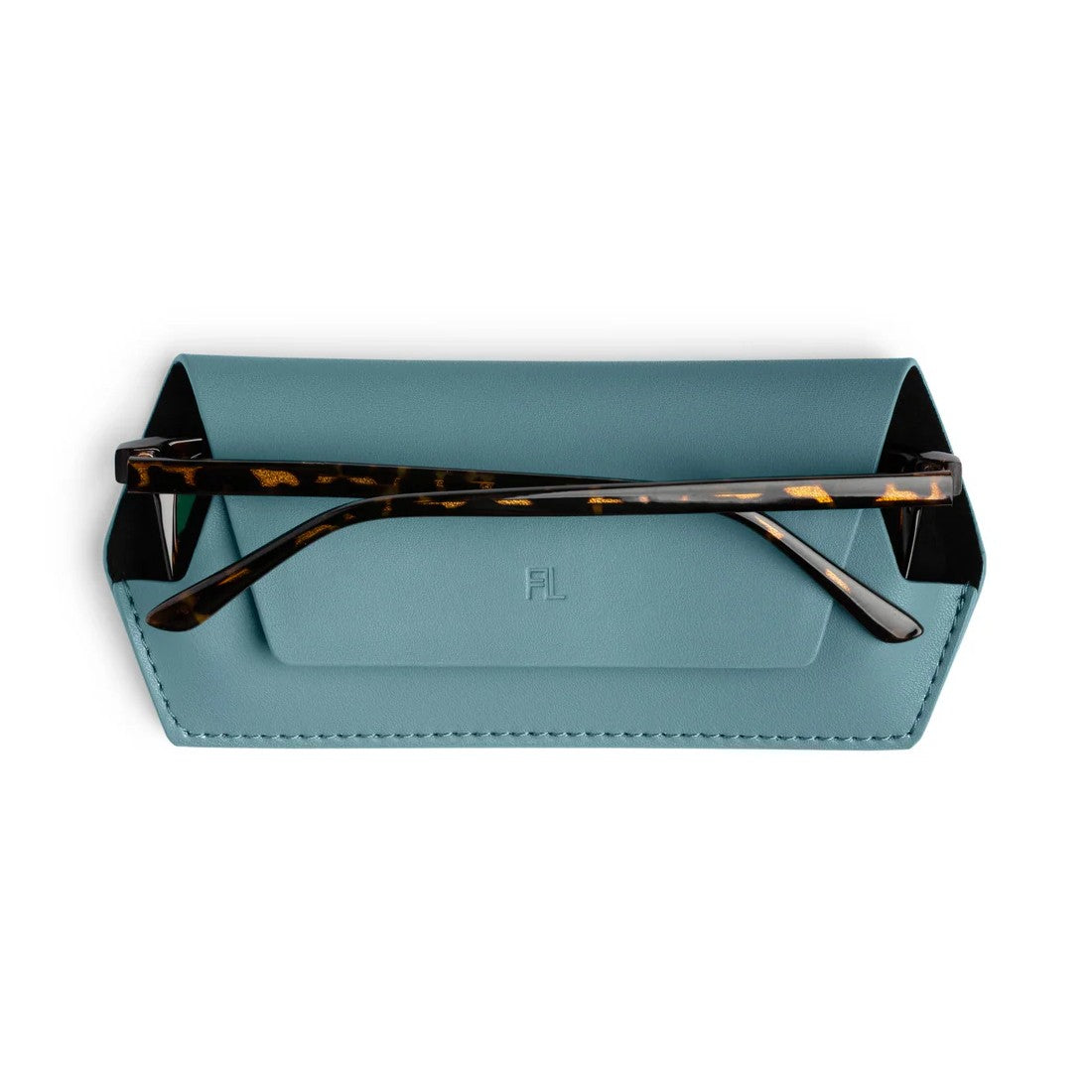 Fox & Leo Leather Glasses Case Teal