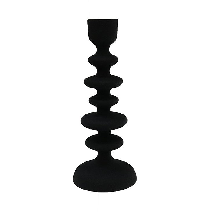 Candle Stick 26cm Textured Black