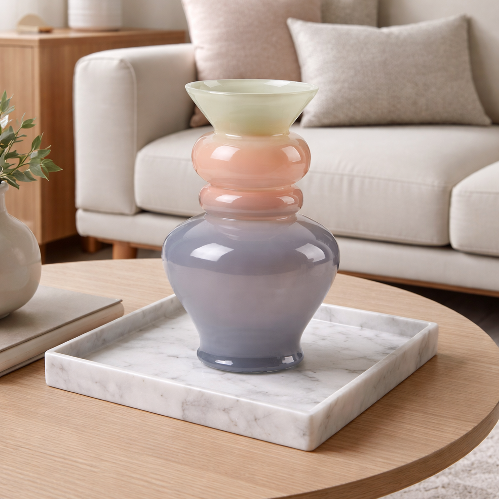 Tri-Colour Ombre Glass Vase Large
