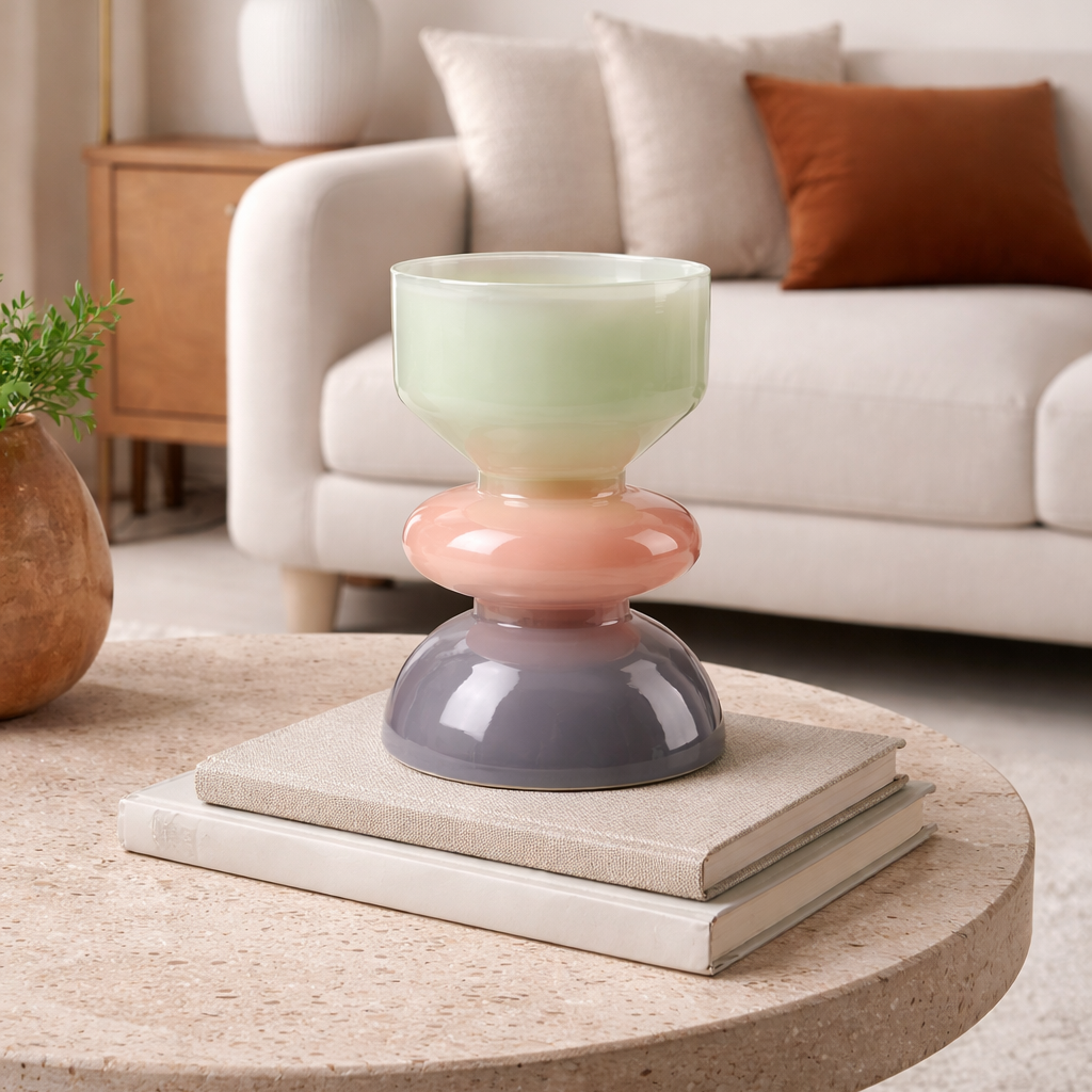 Tri-Colour Ombre Glass Vase Medium