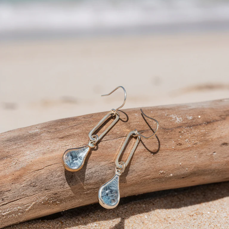 Twigg Nova Rectangle Drop Earrings Green