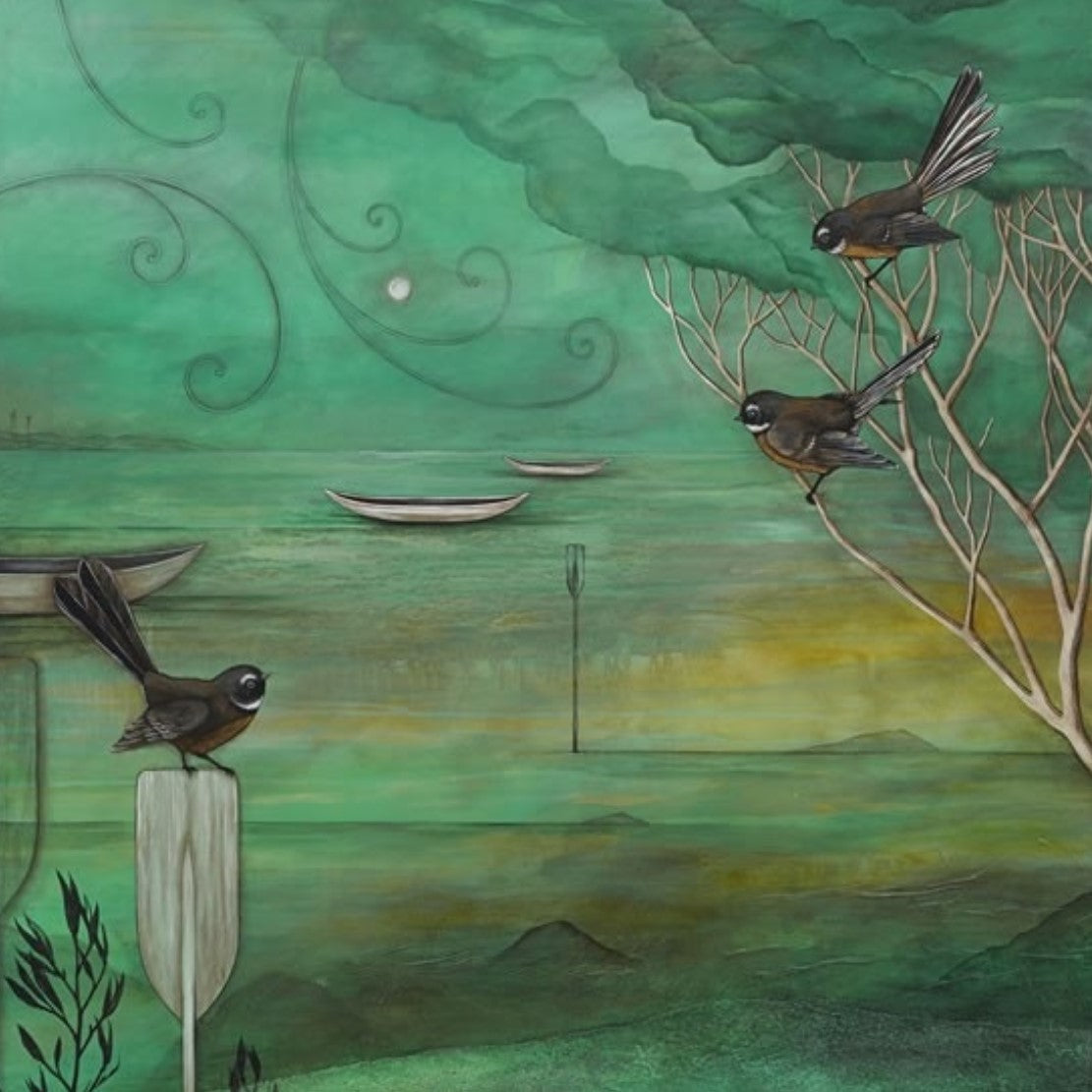Boxed print in euro frame with birds