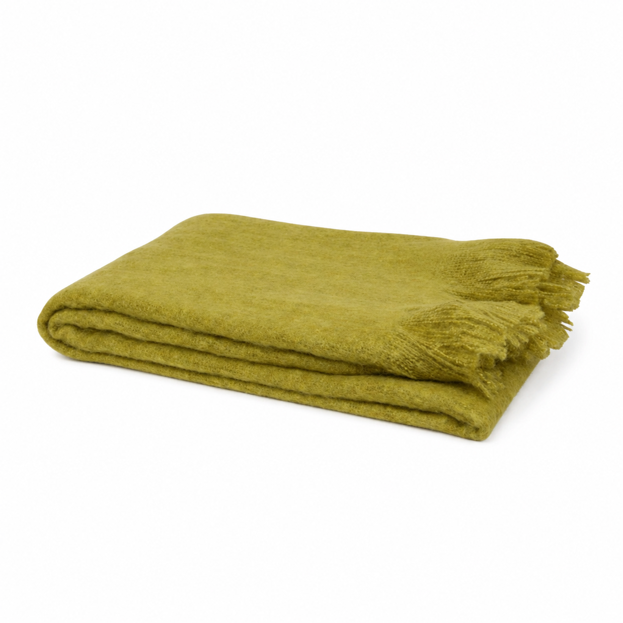 Folded green blanket