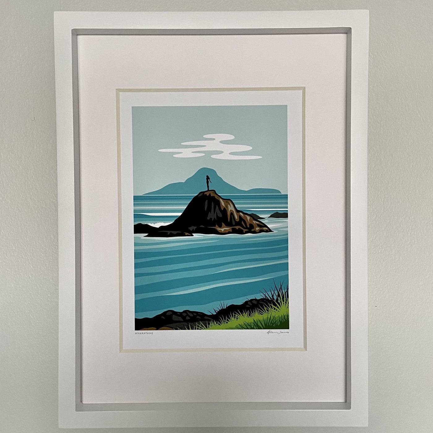 Frame whakatane print lady on the rock