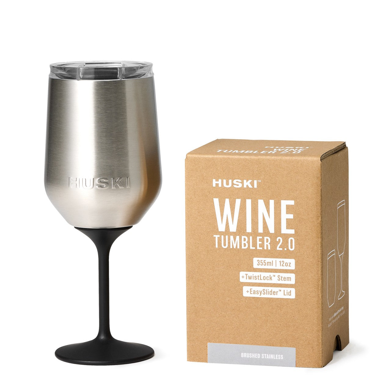 Huski Stemmed Wine Tumbler Brushed Stainless