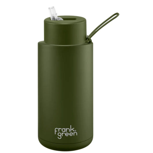 Frank Green Ceramic 1 litre bottle with straw Khaki