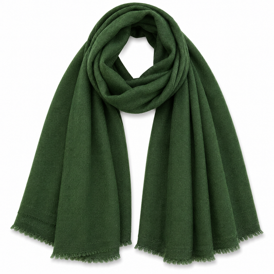 Merino Wool/Cashmere Olive Green Scarf